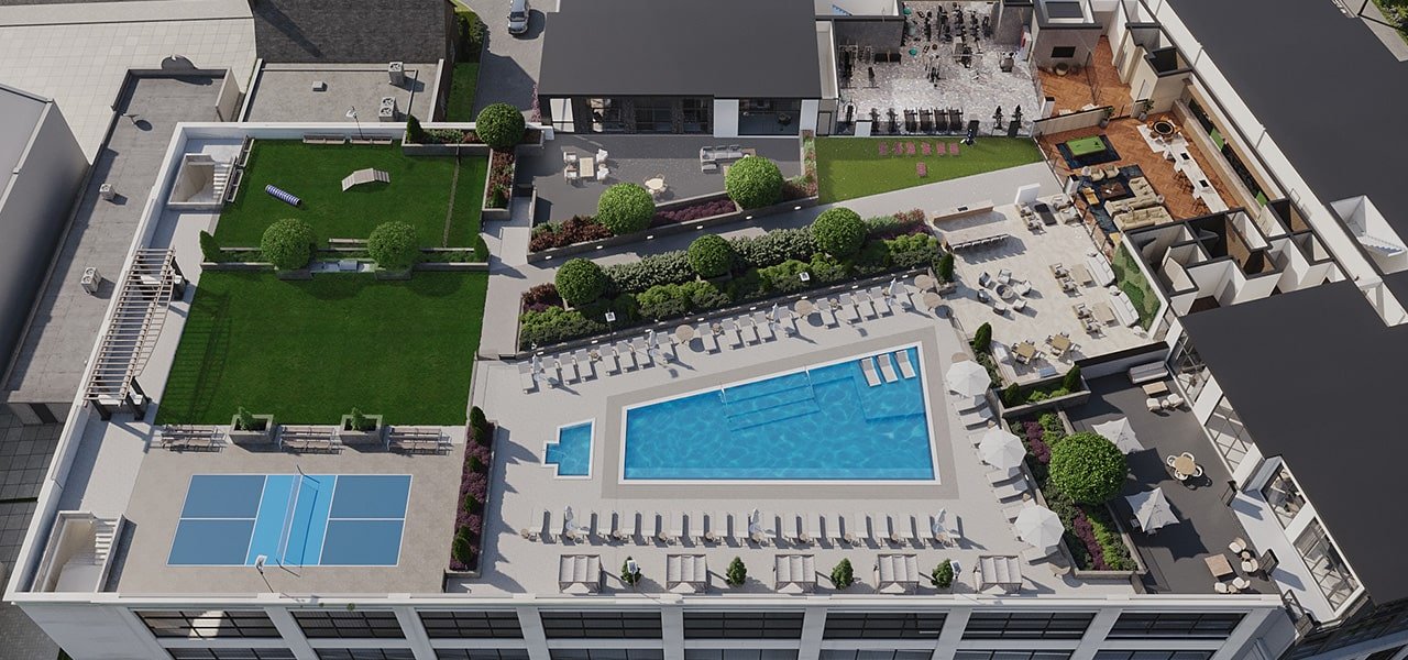 aerial rendering of the dillon buckhead amenity deck