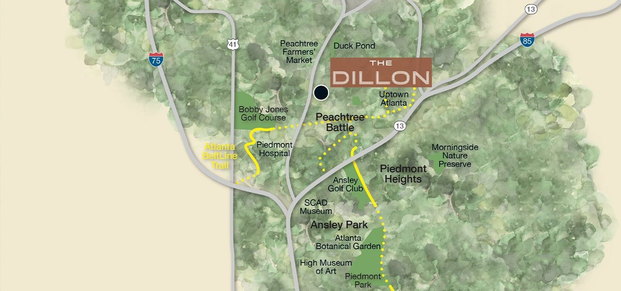 map of peachtree and the dillon buckhead location