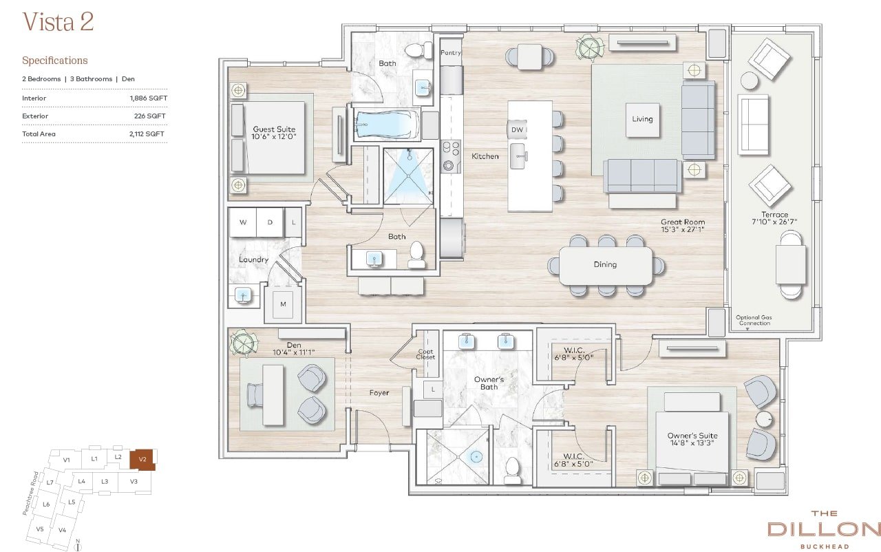 Floorplan of The Dillon Buckhead Vista 2