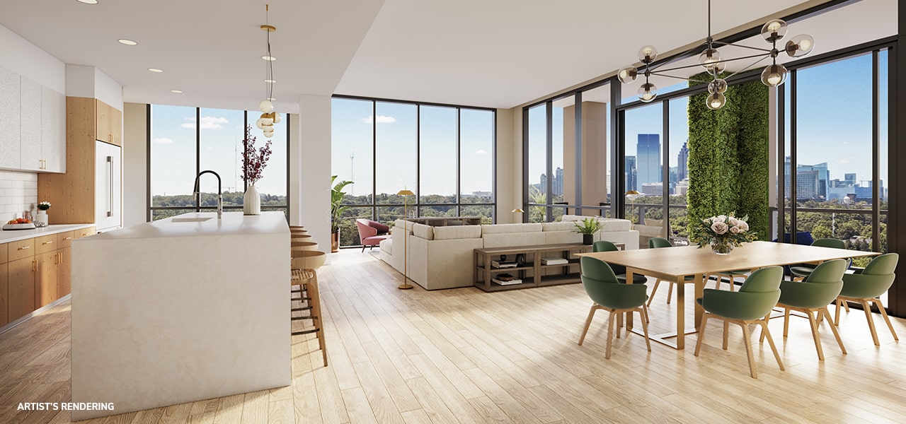 kitchen rendering with city view