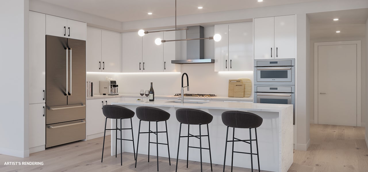 Rendering of kitchen at The Dillon Buckhead