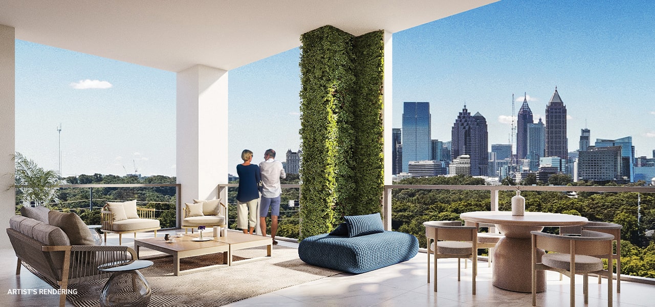 Couple on Dillon Terrace overlooking Atlanta Cityscape