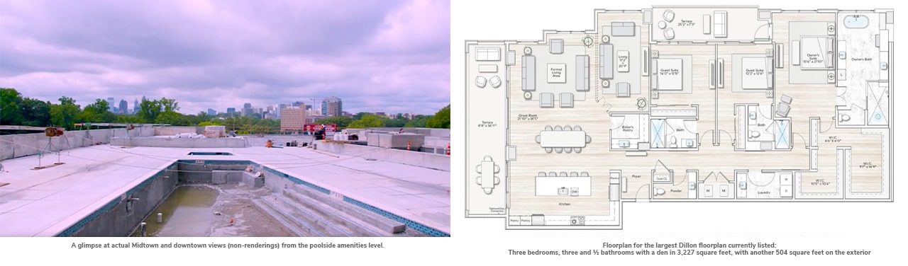 Dillon Pool Deck under construction and penthouse floorplan