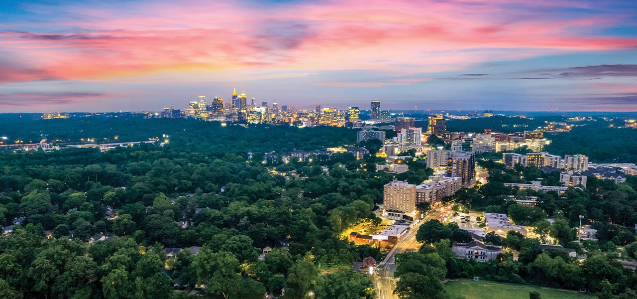 pink skies of the Atlanta GA