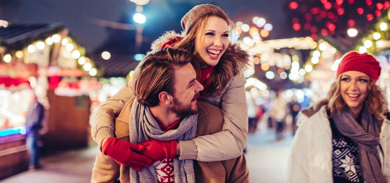 couple having fun during the holidays