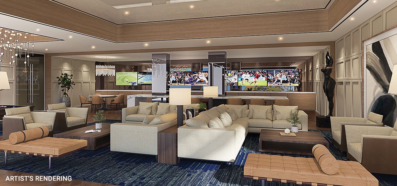 clubroom design for The Dillon Buckhead - artist rendering